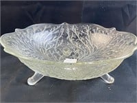 Vintage Etched Frosted Footed Fruit 9'' Bowl