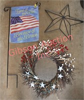 Americana Lot: Metal Star, Wreath & Flag