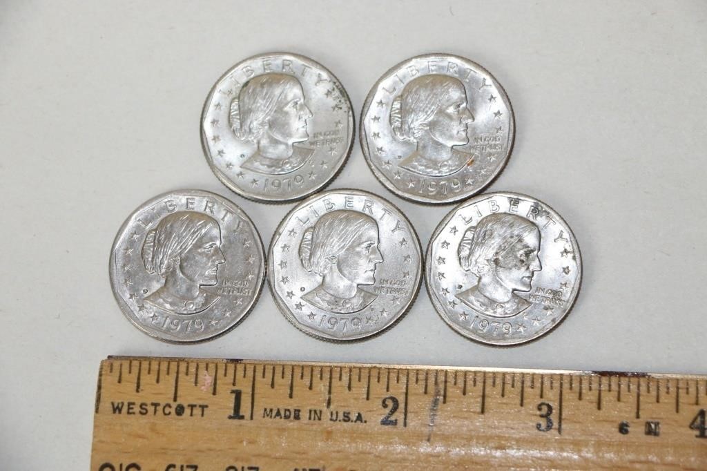 5 Susan B Anthony Dollar Coins