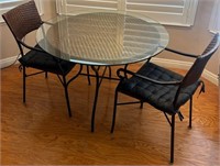 B - GLASS TOP TABLE W/ 2 CHAIRS (K21)