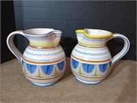 2 great hand painted french ceramic pitchers