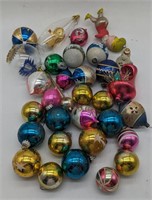 (E) Vintage blown glass and plastic ornaments