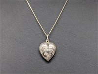 .925 Sterling Silver Diamond Cut Puffy Heart Pend
