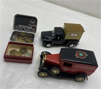 Casino coins and Tin toy cars