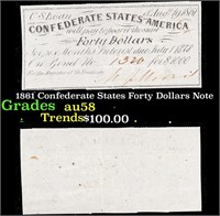 1861 Confederate States Forty Dollars Note Grades