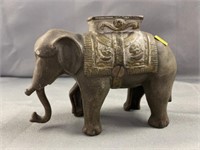 Early Cast Metal Elephant Form Still Bank