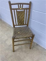 Vtg. Woven Seat & Back Side Chair