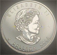 2016 Canada $5 Maple Leaf 1 ounce .9999 Silver