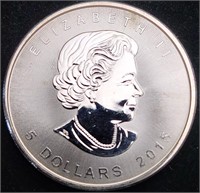 2015 Canada $5 Maple Leaf 1 ounce .9999 Silver