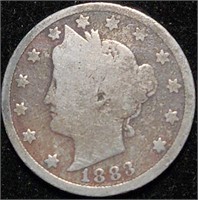 1883 Liberty Head 'No Cents' V Nickel - Nice