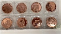 9PC 1 OZ PURE COPPER ROUNDS