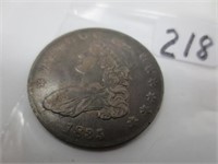 1835 Capped Bust silver half dollar, x-fine