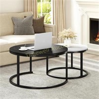 Nesting Coffee Table Set  Black and white