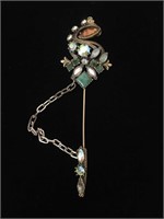 FLORENZA DECORATIVE MULTI-COLOR PIN BROOCH;