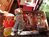 Star wars figures, cabbage patch dolls.