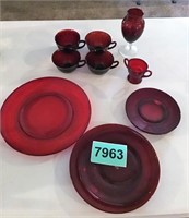 11± pcs Assorted Ruby Glass