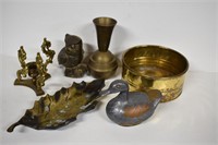 Brass Owl, Duck, Vase, Assorted Brass Items