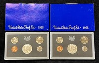 Two 1968 US Proof Sets in Boxes