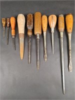 Wooden Handled ScrewDrivers, Scratch Awl & Chisel