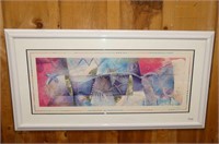 Abstract Blue/Pink/White Framed Picture