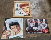 (F) Metal Elvis and I love Lucy signs