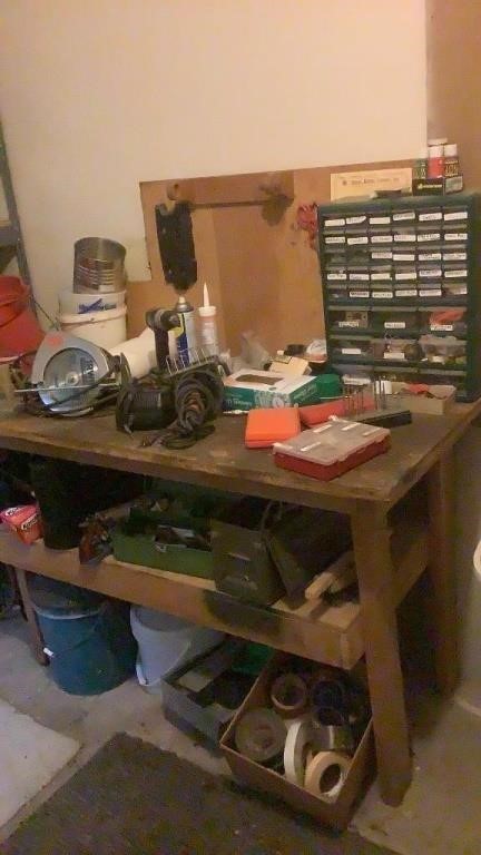 Workbench w/ Tools, Organizer, Misc Contents