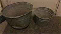 (2) Vintage Galvanized Buckets