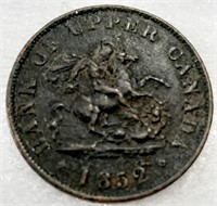 Pièce 1852 ½ Penny CANADA, Pré-Confédération
