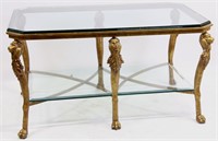 GLASS TOP GILDED GRIFFON BASE COFFEE TABLE