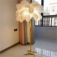 Natural Ostrich Feather Floor Lamp 47in