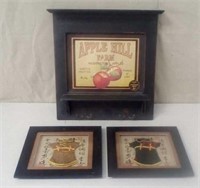 Apple coat hook shelf & 2 Oriental pictures