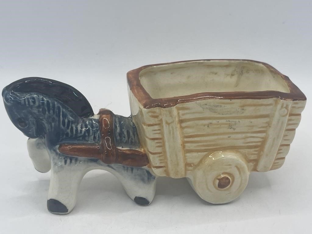 Ceramic Donkey Pulling Cart