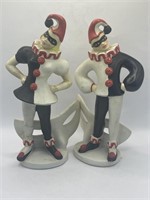Two Coventry Ware Clown Figurines 10” Tall