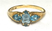10 KT Gold/Blue Topaz Ring 2 Gr Size 6.75 (Beauty)