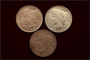 3pc Peace Dollar Lot; 1924 - 26