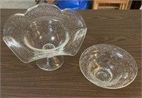 2 Bubble Glass Centerpiece Bowls