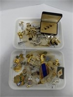2 TRAYS ASSORTED CUFF LINKS, TIE CLIPS & PINS