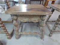 English Oak with Hand Carved Stool
