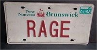 RAGE New Brunswick License Plate