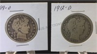 1899 &1912 SILVER HALF DOLLARS