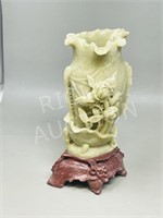 carved Asian style green vase