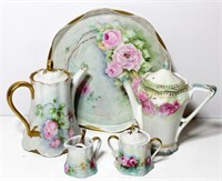 Porcelain Coffee and Tea Set on Tray