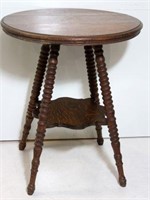Antique Oak Lamp Table with Twisted Legs