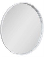 ROUND WHITE WOOD FRAMED ACCENT WALL MIRROR 24.5IN