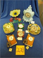 8 misc small, decorative clocks