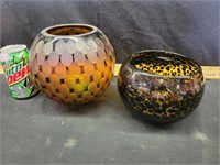 2) art glass bowls