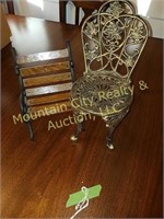 Metal Chair and Bench for Dolls