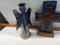 Nice Stoneware Cross and Angel