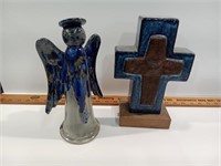 Nice Stoneware Cross and Angel