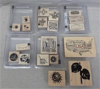C12) 19 Stampin Up Wood Stamps USA Map & More